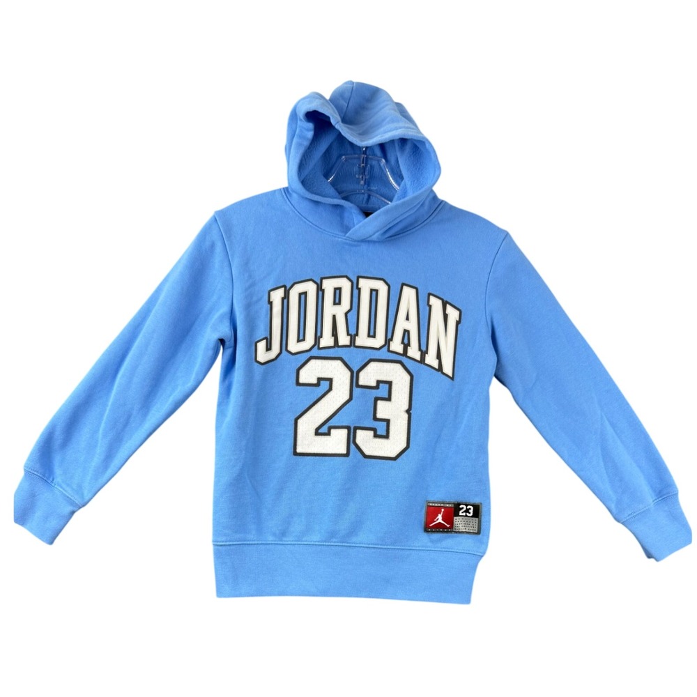 Nike Air Jordan 23 Kids Hoodie Blue Jumpman Fleece Pullover Sweatshirt Sz S 8-10